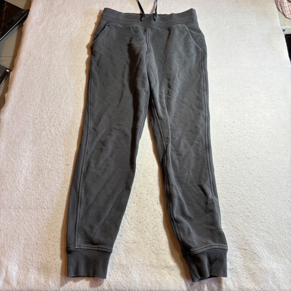 Lululemon Warm Down Jogger Pants Grey Size 4 Ribbed Cuffs Drawstring Waist